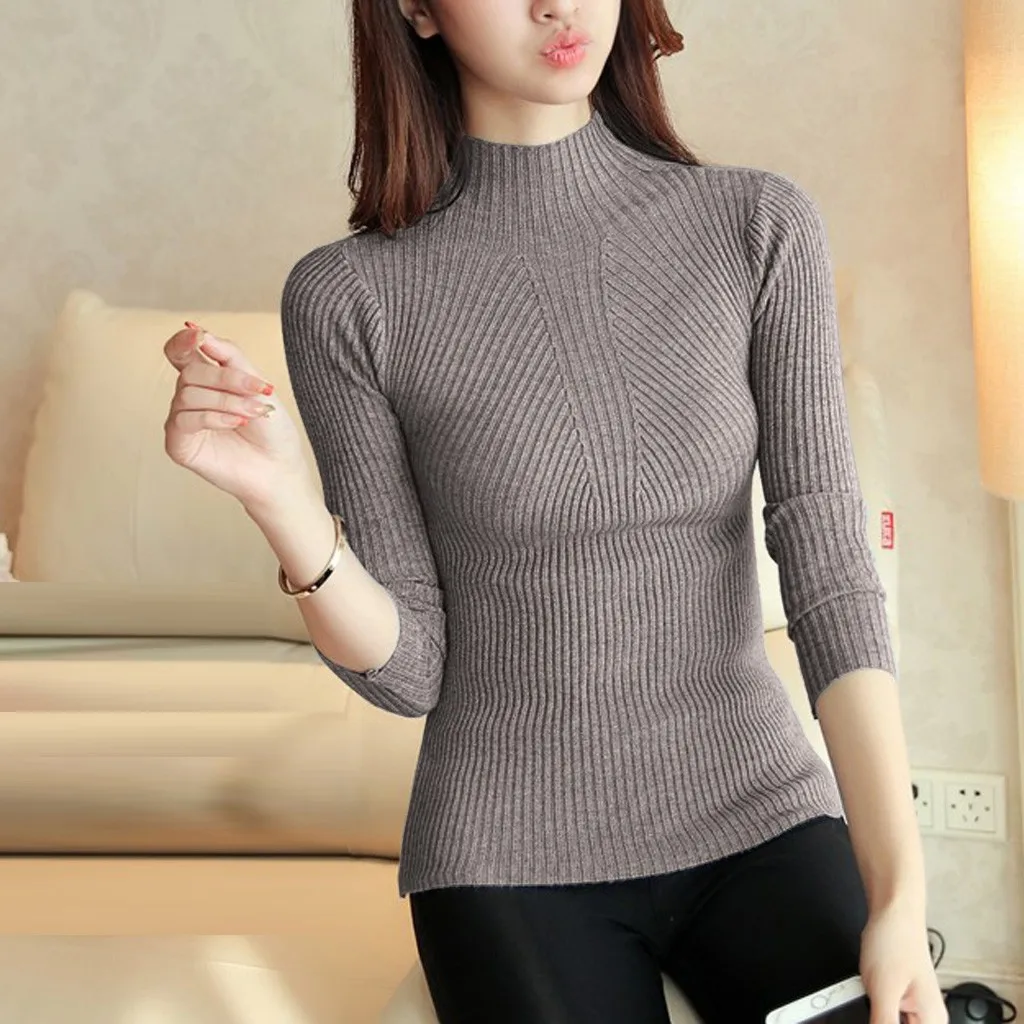 SAGACE Knitting Women Sweaters And Pullovers Slim Solid Color Casual Ladies Knitted Sweater Winter New Chic Pullover | Женская одежда