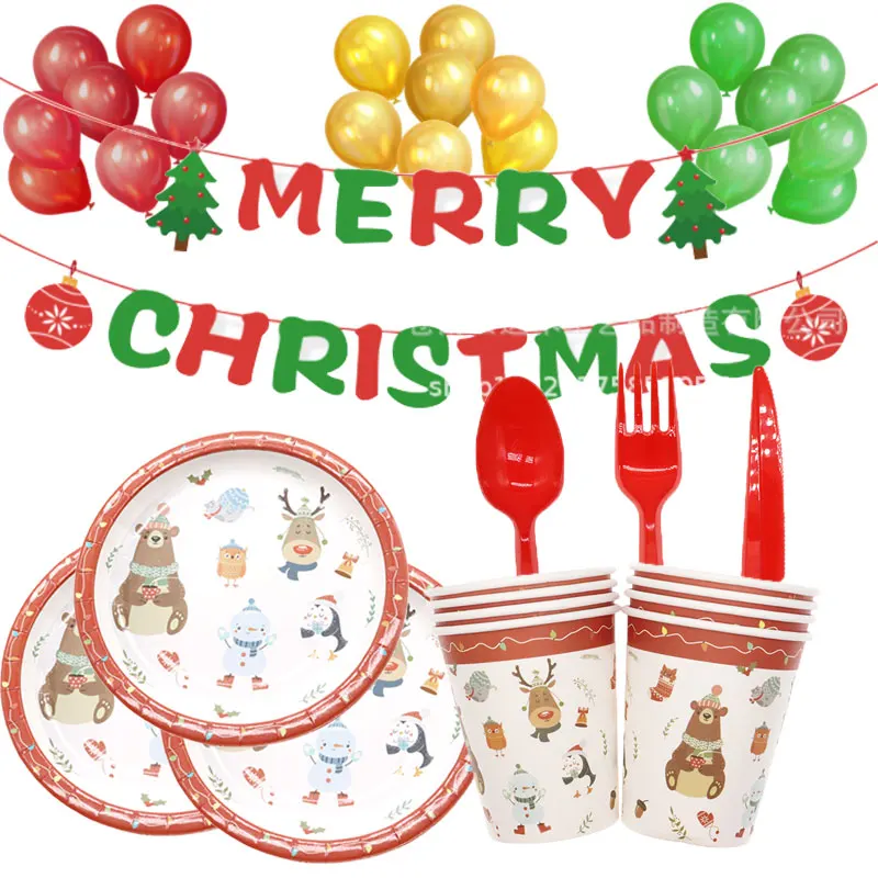 Рождественская Новогодняя серия 2020 Праздничная Вечеринка набор бумажный поднос