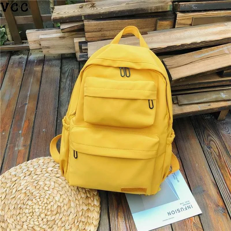 

New Waterproof Nylon Women Backpack 2021 Solid Color Casual Backpack for Teenagers Women Large Capacity Ladies Schoolbag