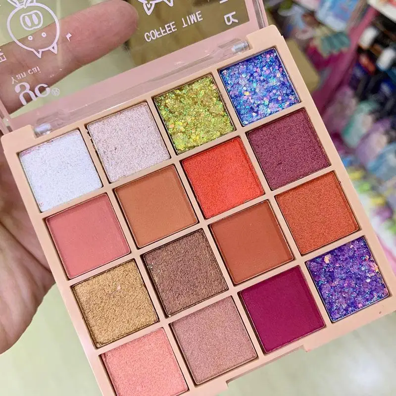 

16 Colors New Cute Glitter Eyeshadow Pallete Shimmer Waterproof Diamond Shadows Palette Eye Make Up Eye Shadow