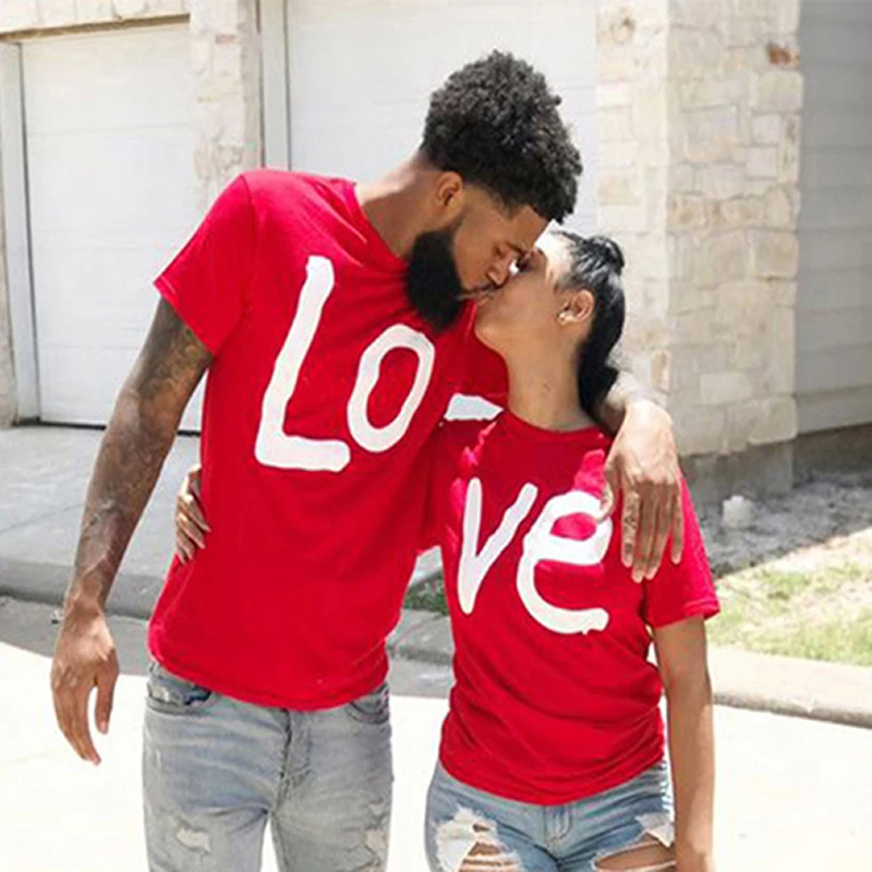 

Summer Couples Lovers Blouse For Women Man Casual Tops Blouse Women Blouse Love Print Blouse Female