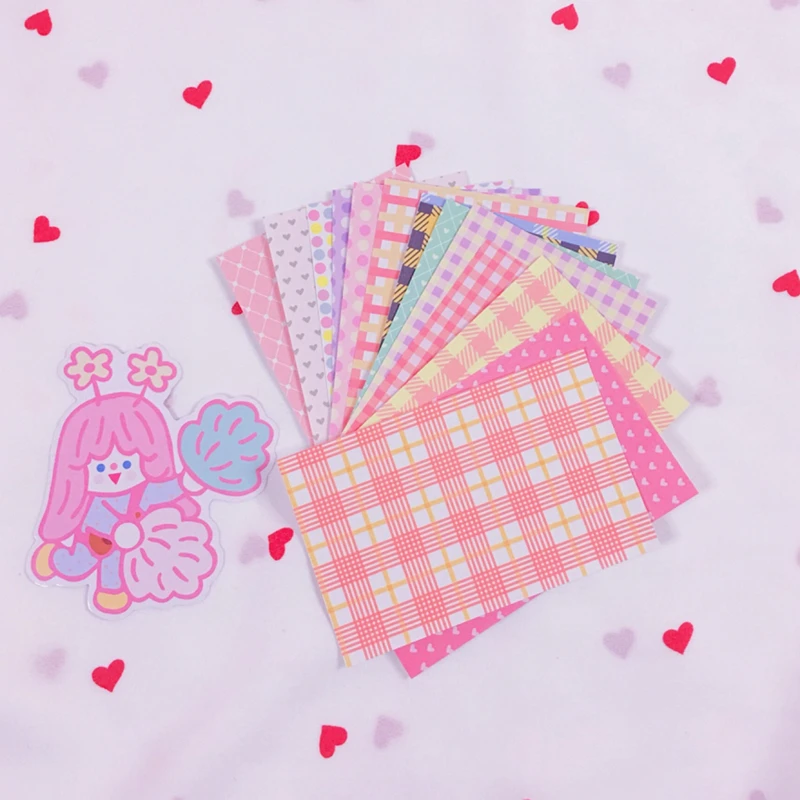 

10Pcs/Lot Cartoon Cute Korea Style Ins Grid Peach Heart Sticker DIY Scrapbooking Album Diary Label Decoration Stickers
