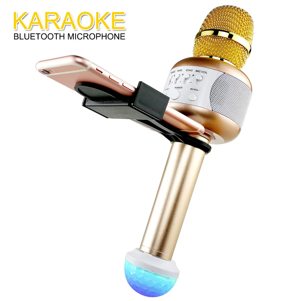 Микрофон караоке Ручной беспроводной микрофон с диско шаром держатель для