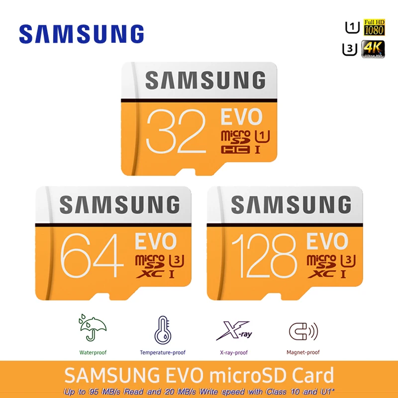 Micro SD карта памяти SAMSUNG EVO Plus/PRO Enduran 512 ГБ 256 128 64 32 U3/U1 класс 10 U1 microSDXC/SDHC + 16 Гб ГБ|Карты