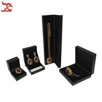 100Pcs/lot Black PU Jewelry Set Box Quality Ring Bracelet Pendant Necklace Organizer Wedding Engagement Gift Box Wholesale