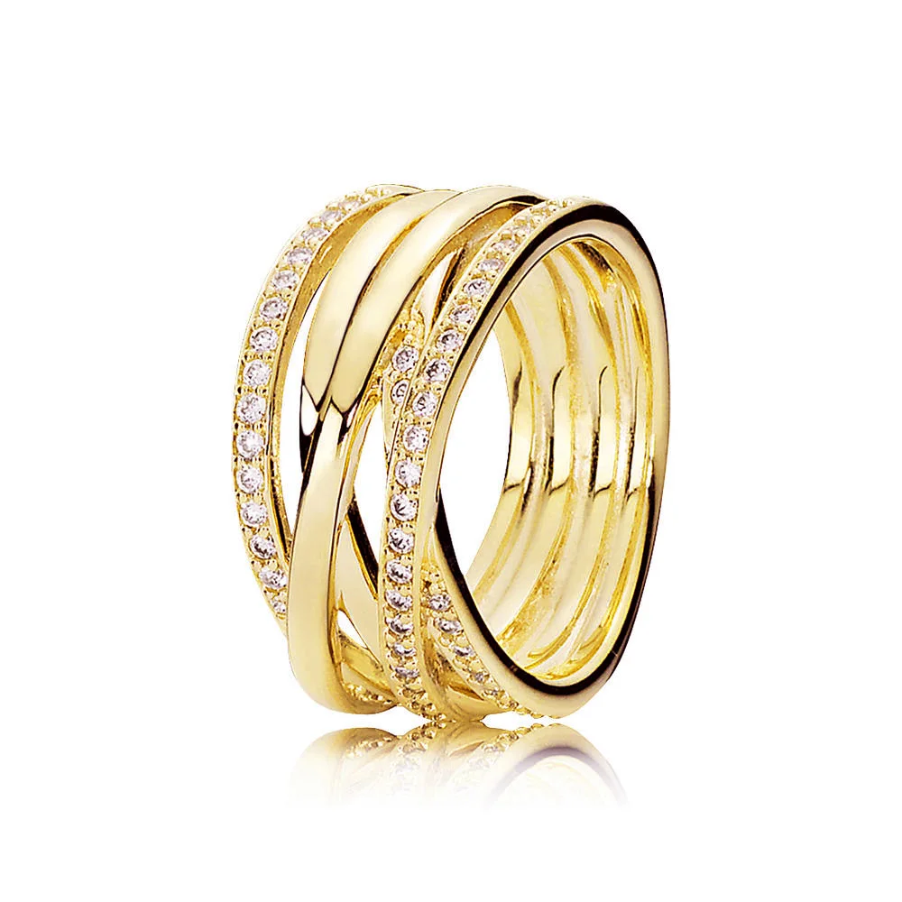 

Seialoy Rose Gold Twine Rings For Women Girls Original Fine Rhinestone Couple Stackable Wedding Jewelry Anniversary Rings