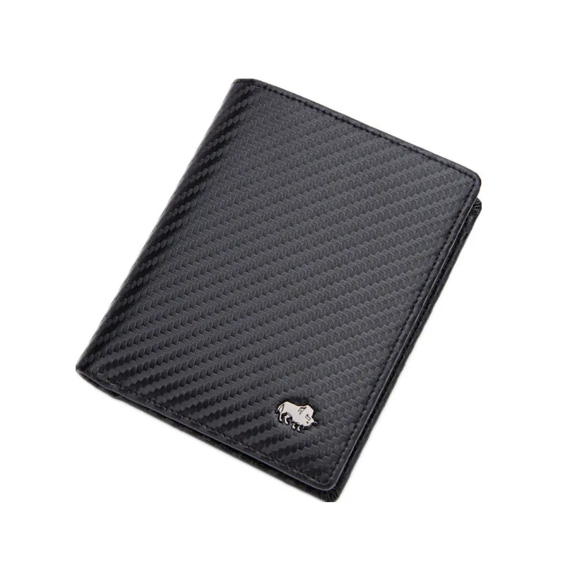 Мужской кошелек BISON DENIM из натуральной кожи на молнии с Rfid блокировкой короткий