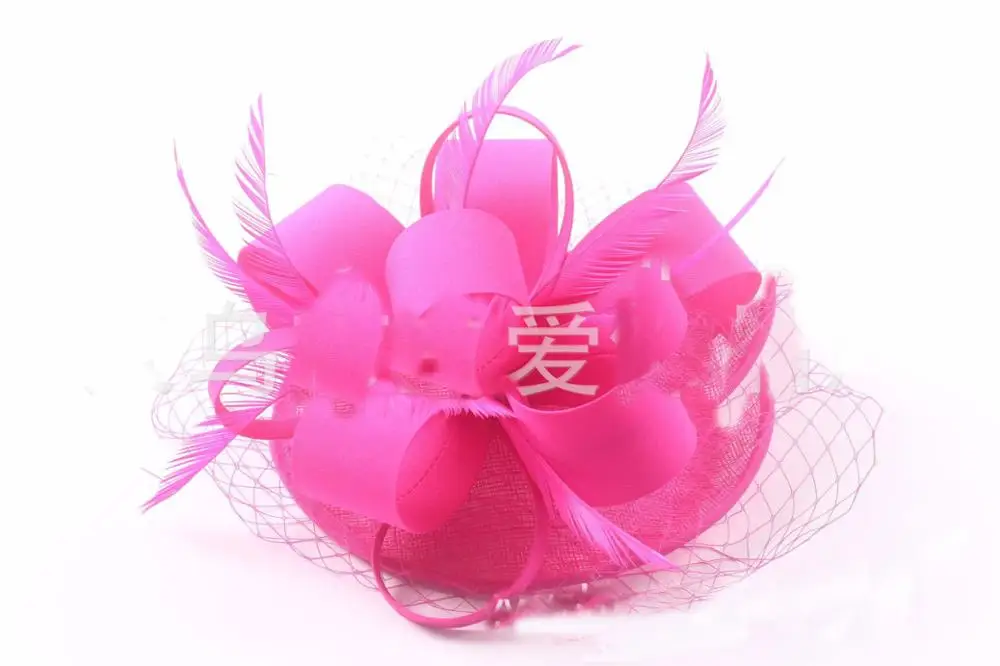 Rose red Mingli Tengda винтажные Свадебные шляпы и вуалетки для невесты Элегантные Свадебные шляпы для женщин Свадебные аксессуары для волос - Цвет: Rose red