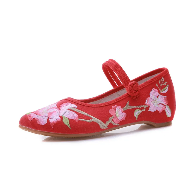 

Vintage Women Flats lotus Floral Embroidery Spring Summer Shoes Woman Pointed Toe Soft Sole Comfort Ballets Zapatos Mujer