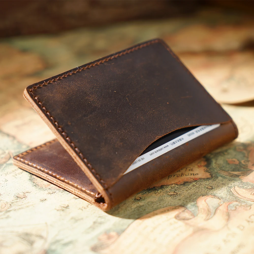 Новое поступление 2020 мужские держатели для кредитных карт Винтажный дизайн коричневый кошелек из кожи Crazy