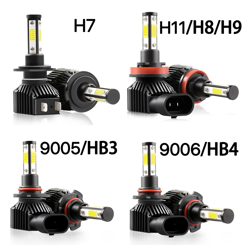4 стороны COB H7 светодиодная лампа для фар 9005 HB3 9006 HB4 H8 H11 LED 360 градусов 3D 10000LM