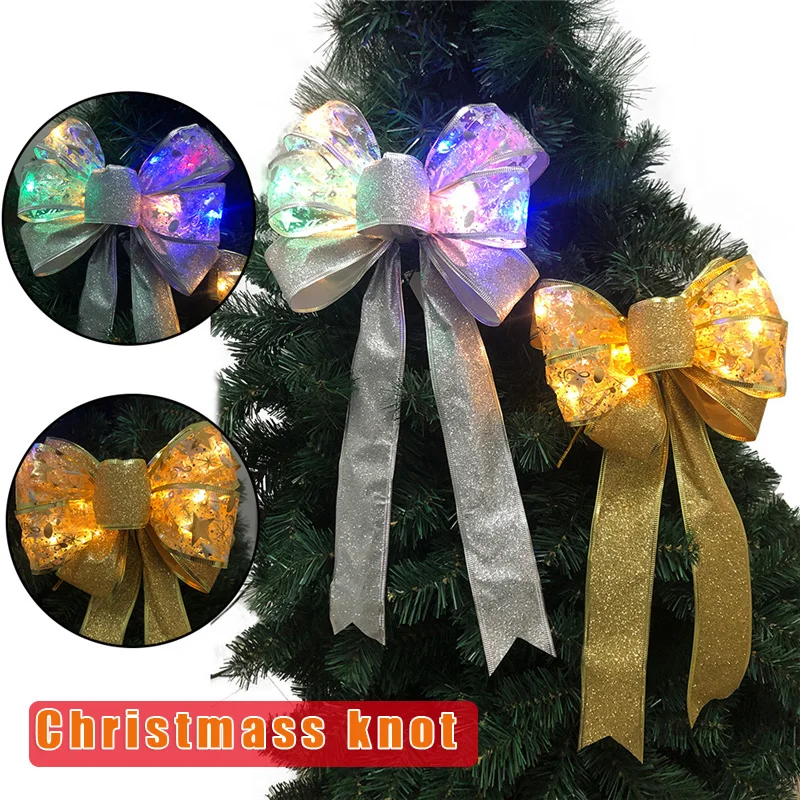

1pcs LED Christmas Bows Christmas Tree Topper Bowknot Ornaments Holiday Wedding Party Decorations Christmas Pendant