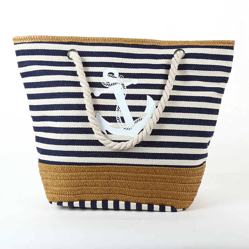 

Fashion Casual One-shoulder Canvas Bag Women Summer Large-capacity Creative Striped Fringed Beach Bag