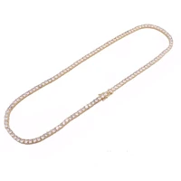 3mm brass cz aaa cubic zircon tennis link chain hiphop 1 row necklace for men and women gift rapper bracelets golden