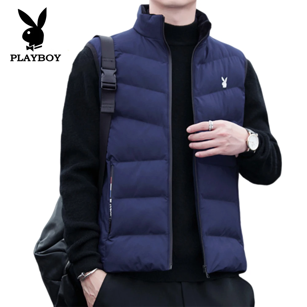 Модный простой облегающий мужской жилет Playboy с воротником стойкой из хлопка