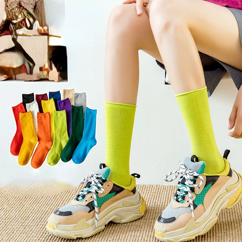 

Socks women's fashion pile socks women's spring and autumn candy color lovely net red stockings
