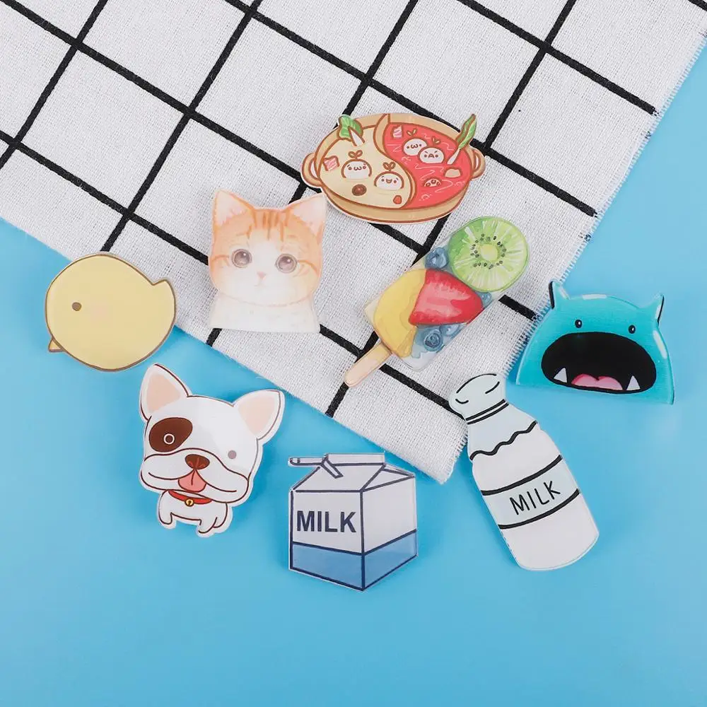 Мультяшный милый акриловый значок в виде клубники арбуза|badges for clothing|backpack badgebadge