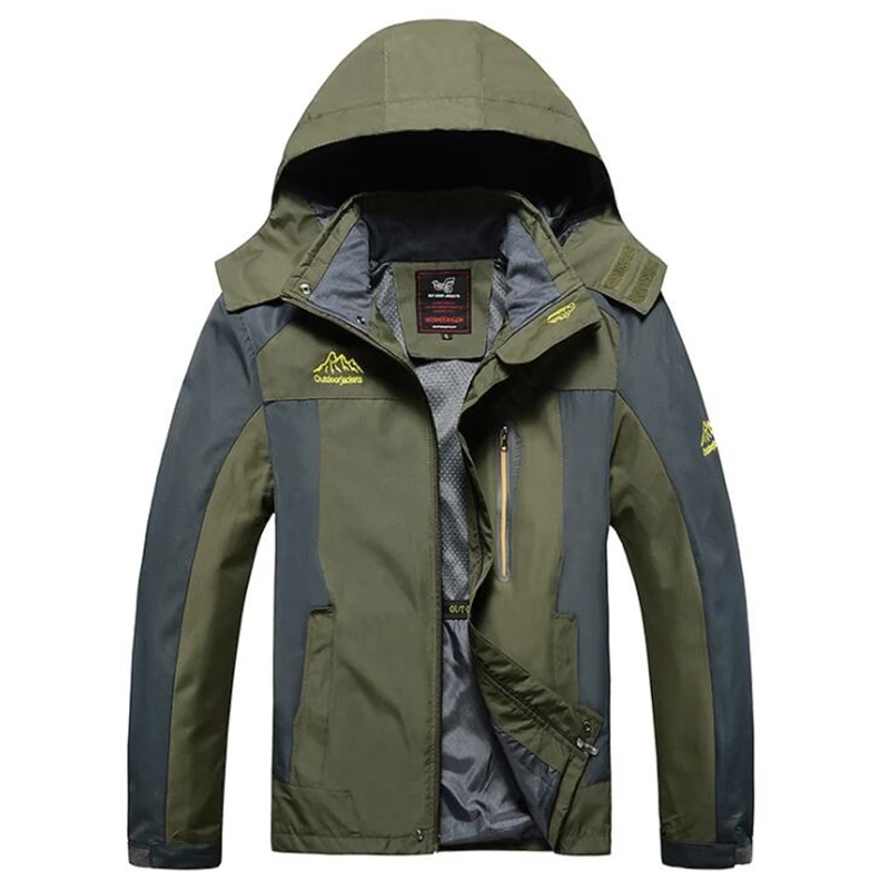 Plus Size 6XL 7XL 8XL Men's Casual Waterproof Windproof Jacket Spring Autumn Outdoors Hooded Coat Windbreaker Tourism Jacket Men