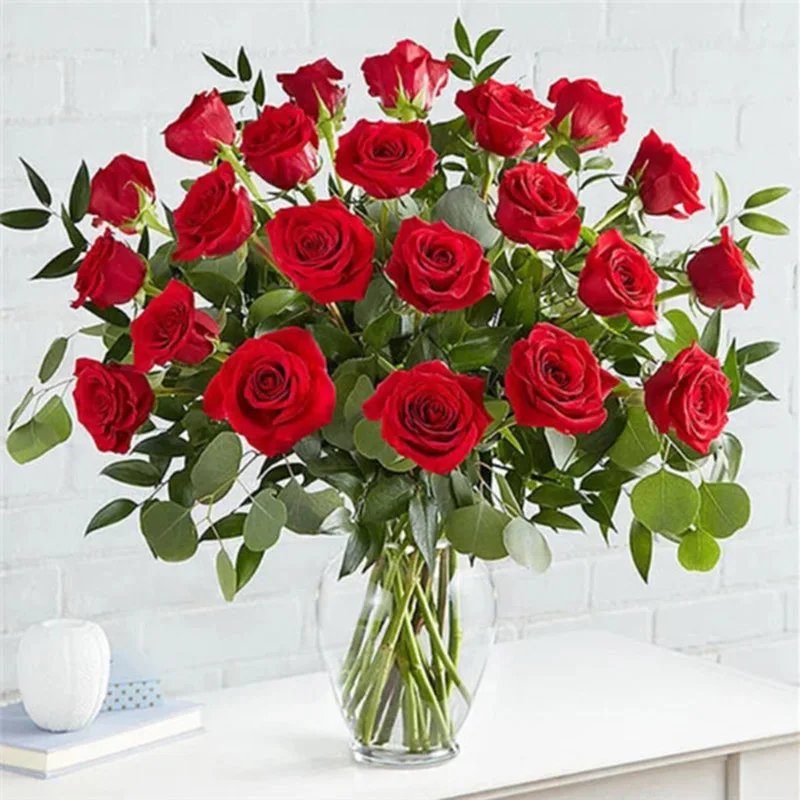 Алмазная 5D Вышивка Цветы красной розы|Алмазная мозаика и вышивка| |