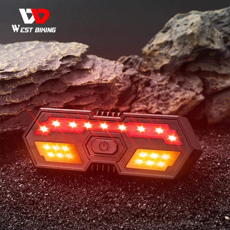 

WEST BIKING Smart Bike Light Wireless Remote Control Rack Lamp LED Signal Tail Light USB Bicycle Rechargeable Flashing Taillight