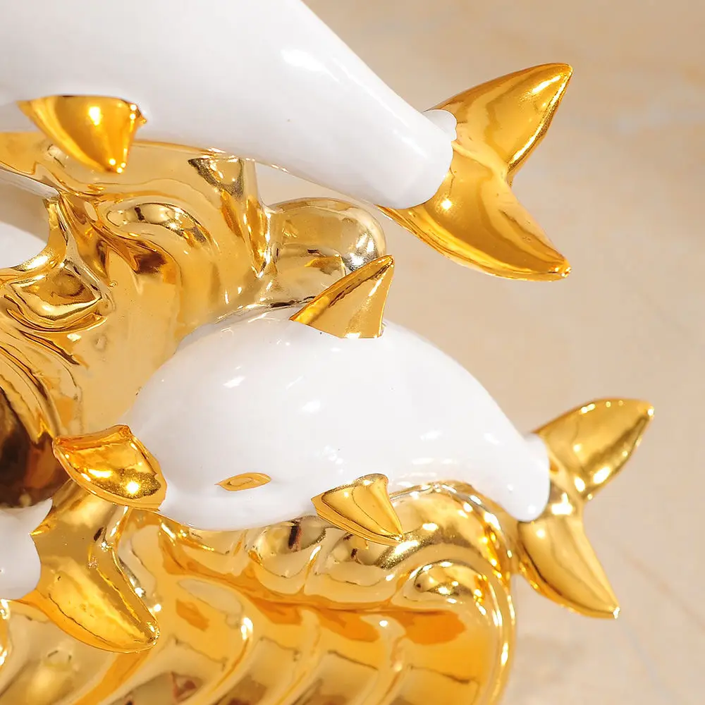 

Modern Beauty Ceramic Ornaments Animal Dolphin Pattern Furnishing Crafts Decoration Porcelain Handicraft Ornament Gift