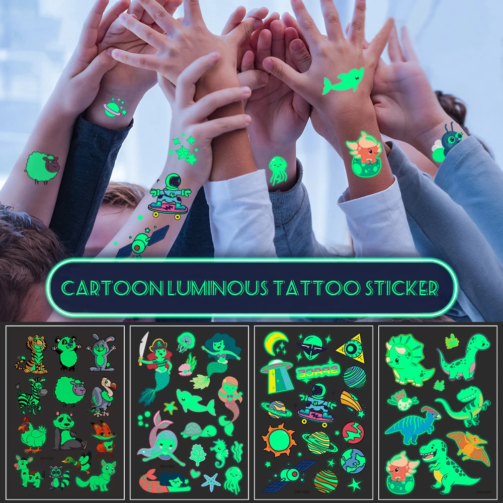 1 шт. стикер татуировки светящиеся Детские временные искусственные вставки уход
