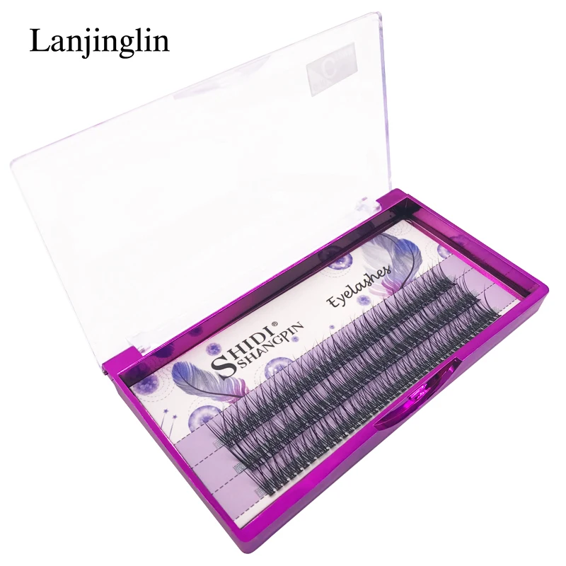 LANJINGLIN 123 шт./компл. 8/10/12 мм естественные Ложные ресницы индивидуальные кластера глаз ресницы расширения Deluxe 3d ресниц макияж