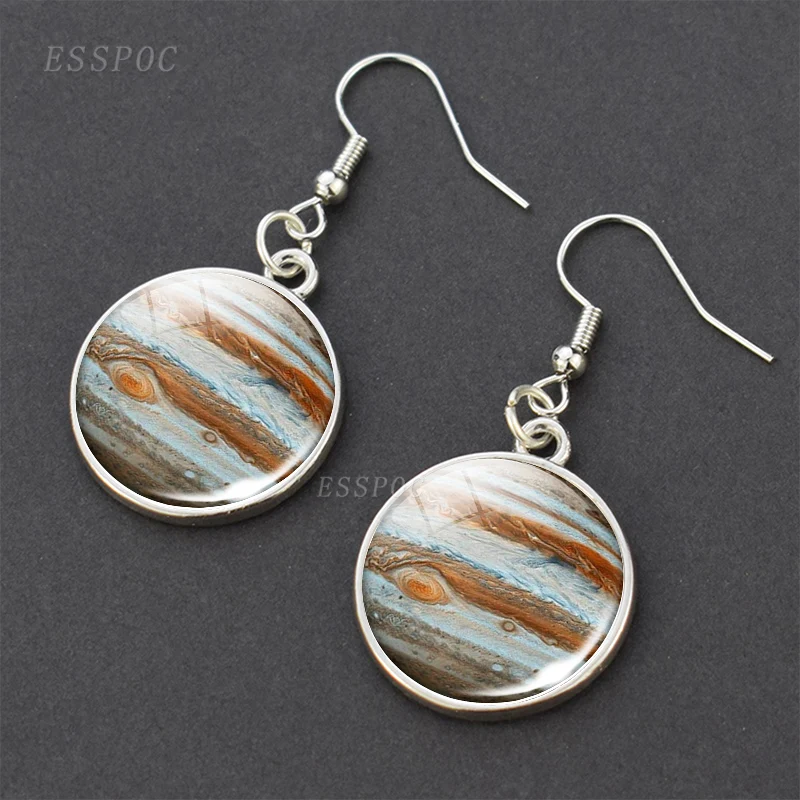 Eight Planet Earrings Solar System Jupiter Mercury Neptune Sun Moon Saturn Earth Glass Cabochon Hook for Mom Sisters | Украшения и