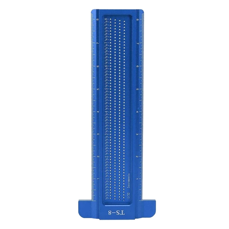

TS-8 Precision Marking T-Rule, Aluminum Alloy Hole Positioning Scribing Gauge Woodworking Measuring Tool(Blue)