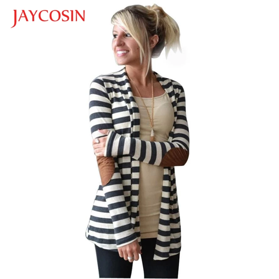 Женский Повседневный Кардиган JAYCOSIN трикотажный свитер в полоску с длинными