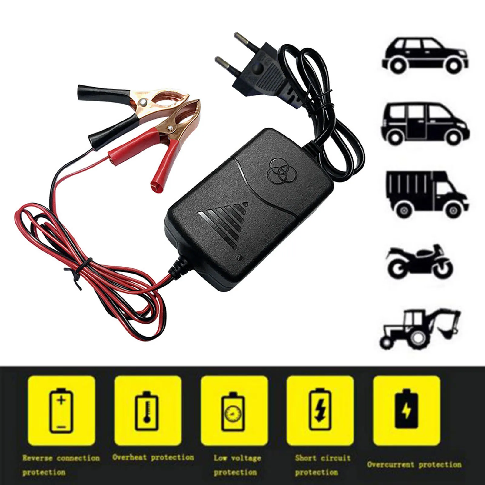 Купи 12V US Plug/EU Plug Smart Compact Battery Sealed Lead Acid Rechargeable Automatic Battery Charger Per Car Truck Motorcycle за 125 рублей в магазине AliExpress