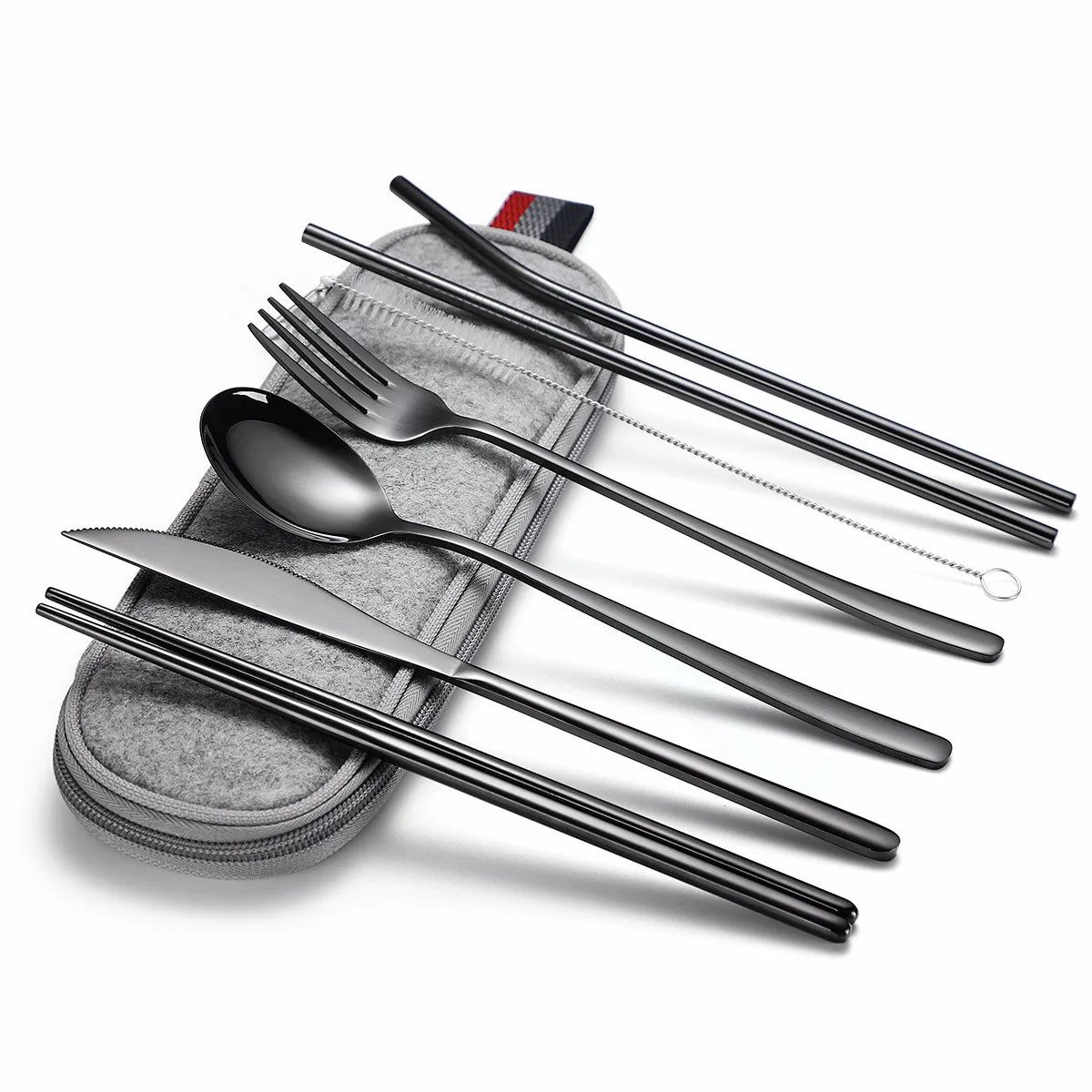 

Tableware Cutlery Set Portable Cutlery Camping Dinner Set Stainless Steel Knives Fork Spoons Chopsticks Straw Travel Outdoor