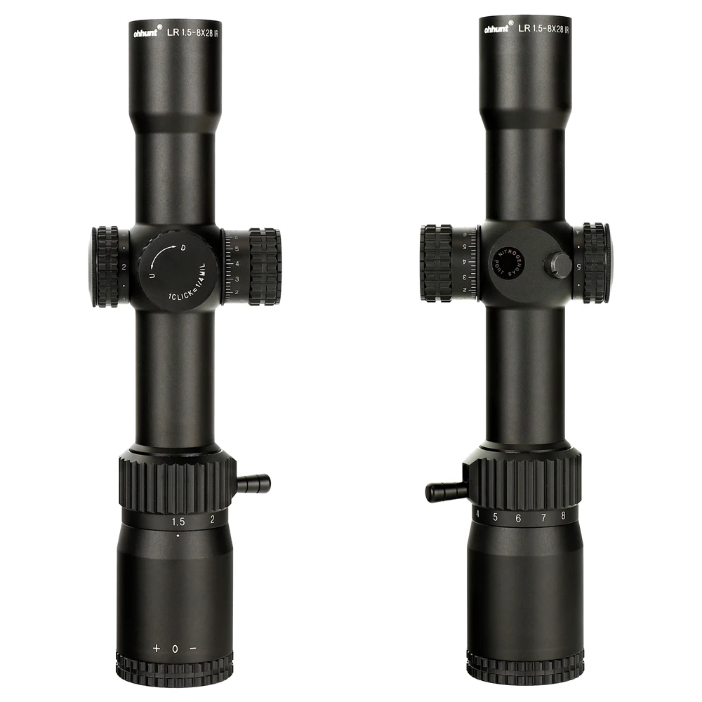 

Tactical LR 1.5-8X28 IR Compact Hunting Scope Mil Dot Glass Etched Reticle Red Illumination Turrets Lock Reset Riflescope