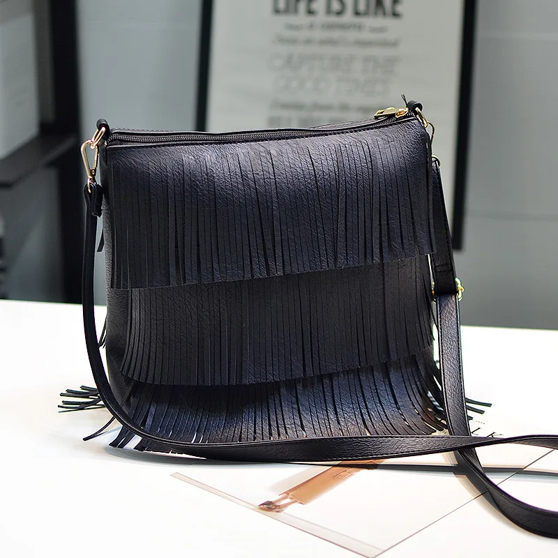 

YourSeason Ladies 2021 Large Capacity Shoulder Bags Soft PU Leather Casual Women Crossbody Fashion Tassel Bags Solid Color
