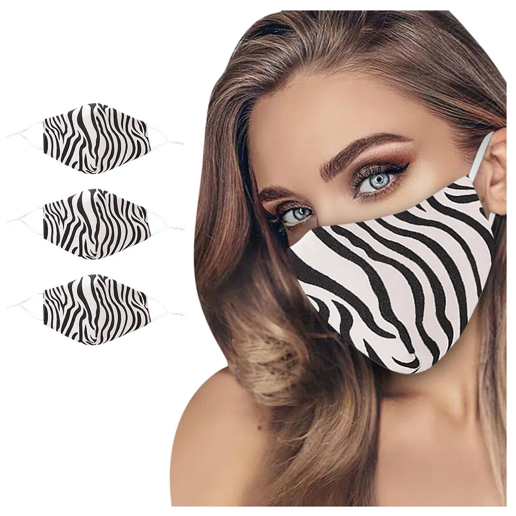 

3PCS Leopard zebra Printed Adult Outdoor Protect Mask mascarilla Washable Safety Reusable Face Mask Dustproof Breathable masque