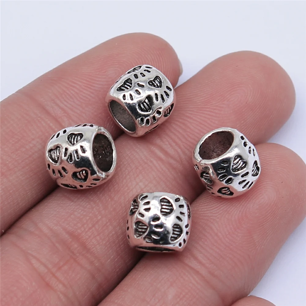 

WYSIWYG 10pcs 10x8mm Antique Silver Color Big Hole Paw Spacer Beads For Jewelry Making DIY Jewelry Findings