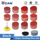 Шлифовальный диск XCAN, 122 шт., 2 дюйма, 51 мм, круглая абразивная Сухая наждачная бумага с резервной панелью 2 дюйма для фотоинструментов, шлифовальная бумага