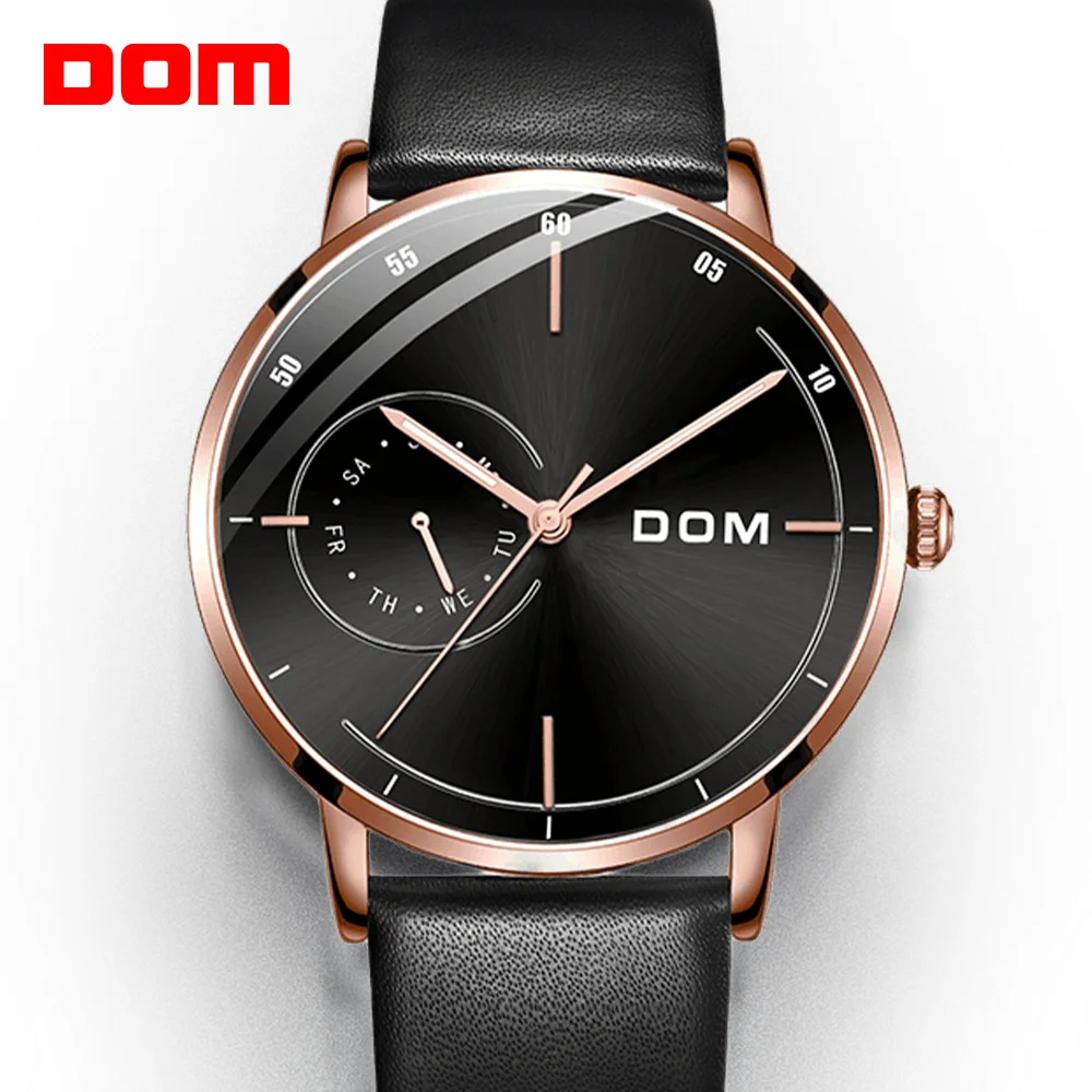 Часы DOM Мужские кварцевые брендовые Роскошные водонепроницаемые светящиеся