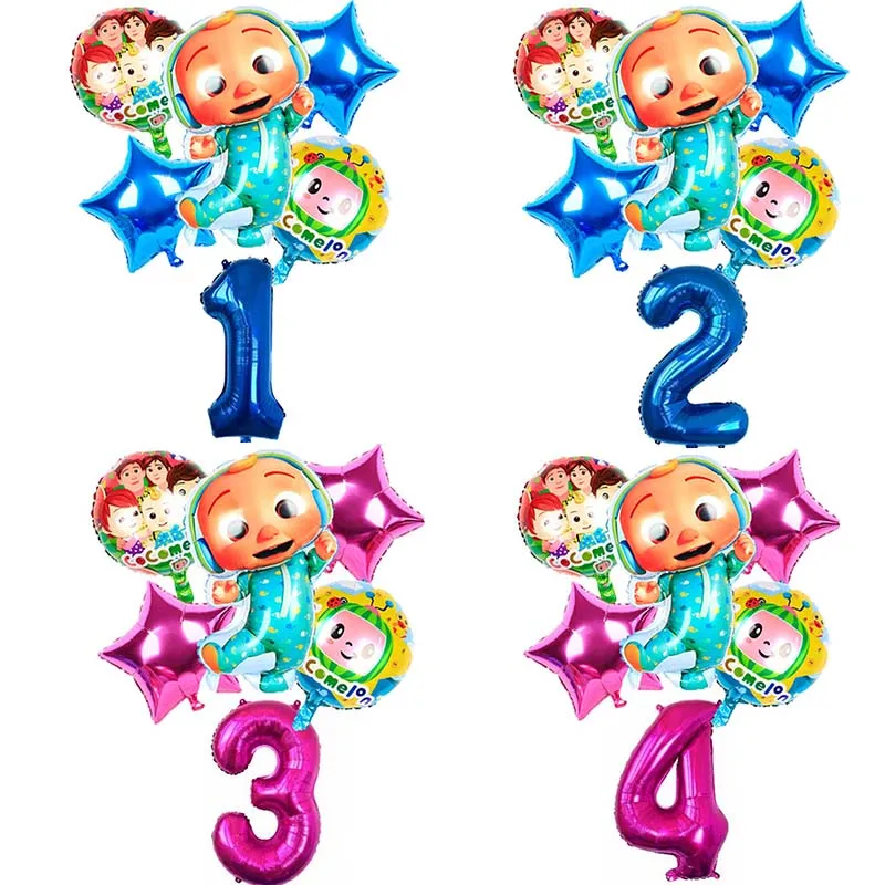 

Воздушный шар Cocomelon, 6 шт./компл., 32 дюйма, цифры, детский душ, украшение для дня рождения, детское раннее образование, подарок в виде мультфиль...