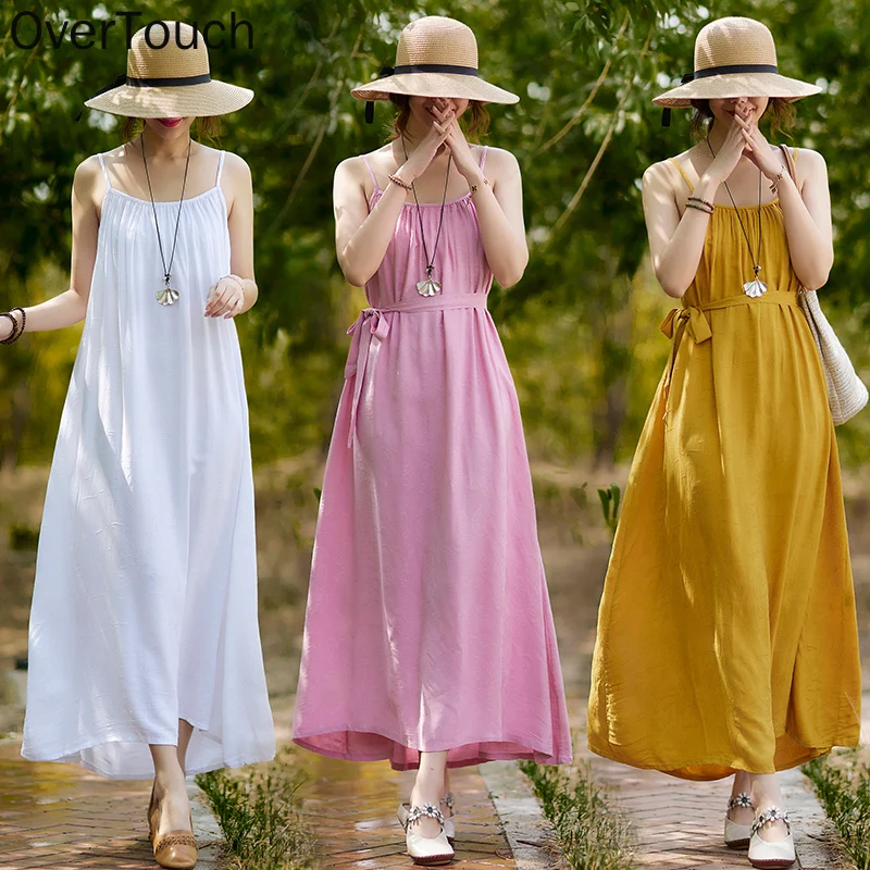 

Plus Size Women Dress Summer Sleeveless Belt Vest Solid Linen Sexy Casual Female Big Base Yellow Black White Long Dress 2021