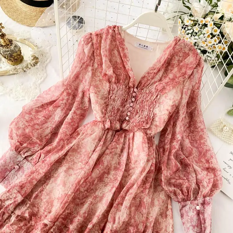 Женское шифоновое короткое платье с цветочным принтом в стиле бохо|Женские