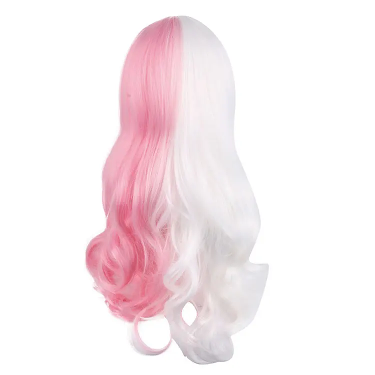 Anime Danganronpa Monomi Women Long Curly Wig Cosplay Costume Dangan Ronpa White Pink Mix Synthetic Hair Halloween Party Wigs |