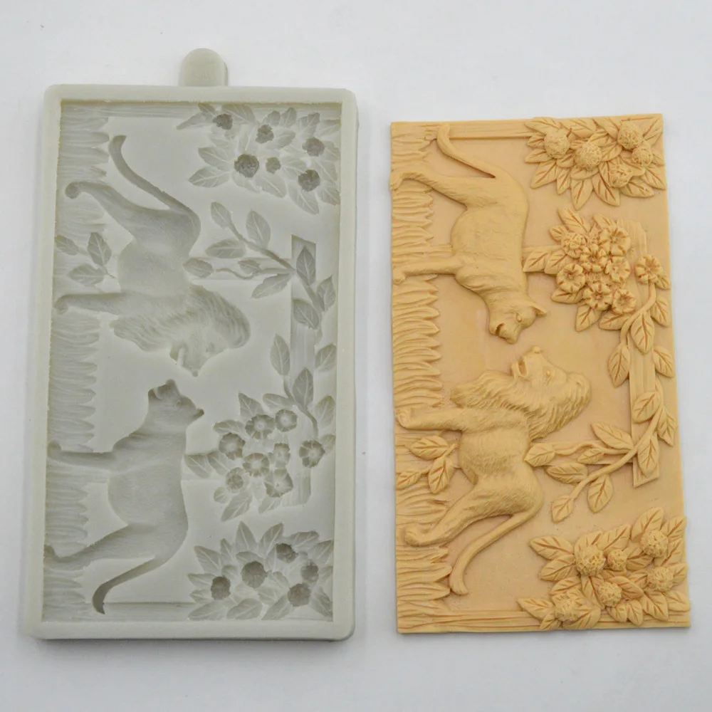Cartoon Animal Fondant Cake Silicone Mold Lion Shape Peach Leaf Chocolate Decorating Tools | Дом и сад