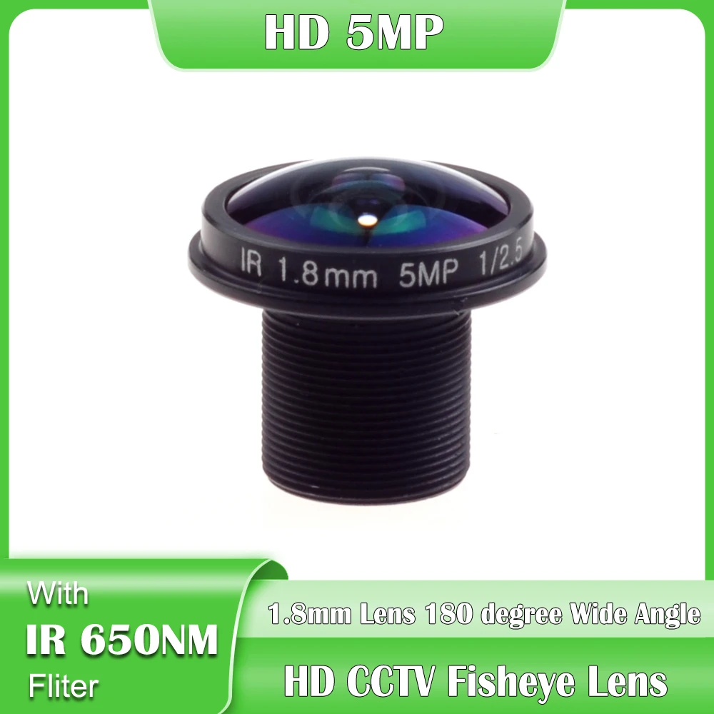 

HD 5MP 1.8mm Fisheye Lens M12 180 degree Wide Viewing Angle F2.0 1/2.5" With 650nm IR Filter For HD IP AHD CCTV Camera
