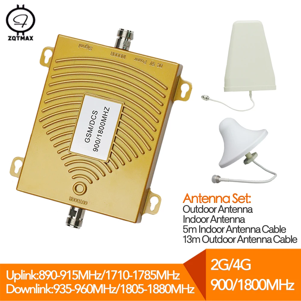 ZQTMAX GSM DCS двухдиапазонный усилитель сигнала 2g 4g мобильный ретранслятор сигнала LTE сотовый полный комплект усилитель для дома с антенным кабе...