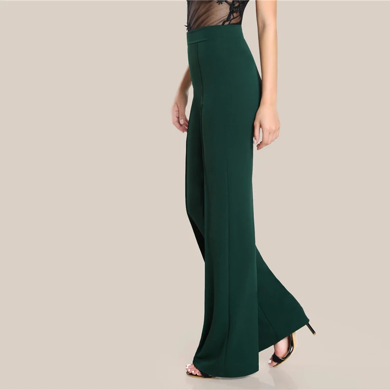 SHEIN Однотонные Широкие Прямые Брюки Офисные Стильные Брюки