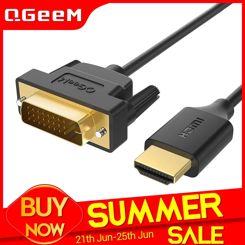 QGeeM HDMI кабель совместимый с DVI адаптером Bi для Xiaomi Xbox Serries X PS5 PS4 TV Box сплиттер D 24 +