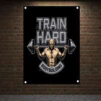 train hard motivational workout posters exercise bodybuilding banners wall art flags canvas painting tapestry gym wall decor