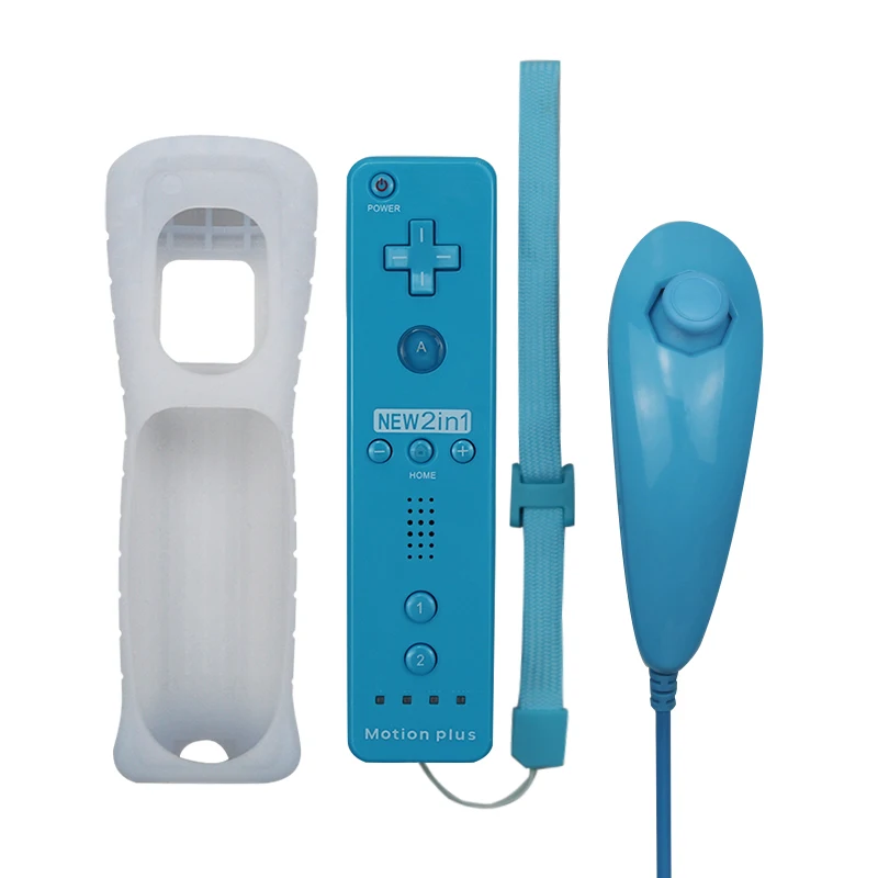 2 в 1 пульт дистанционного управления Nunchuk Combo Встроенный MOTION PLUS для kingd для wii контроллер с защитный силиконовый чехол