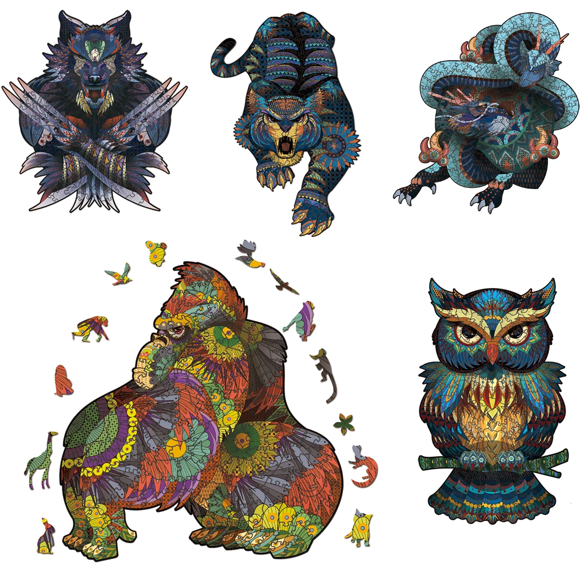 Уникальные загадочные Пазлы деревянный пазл животное Shape волк лиса сова коала